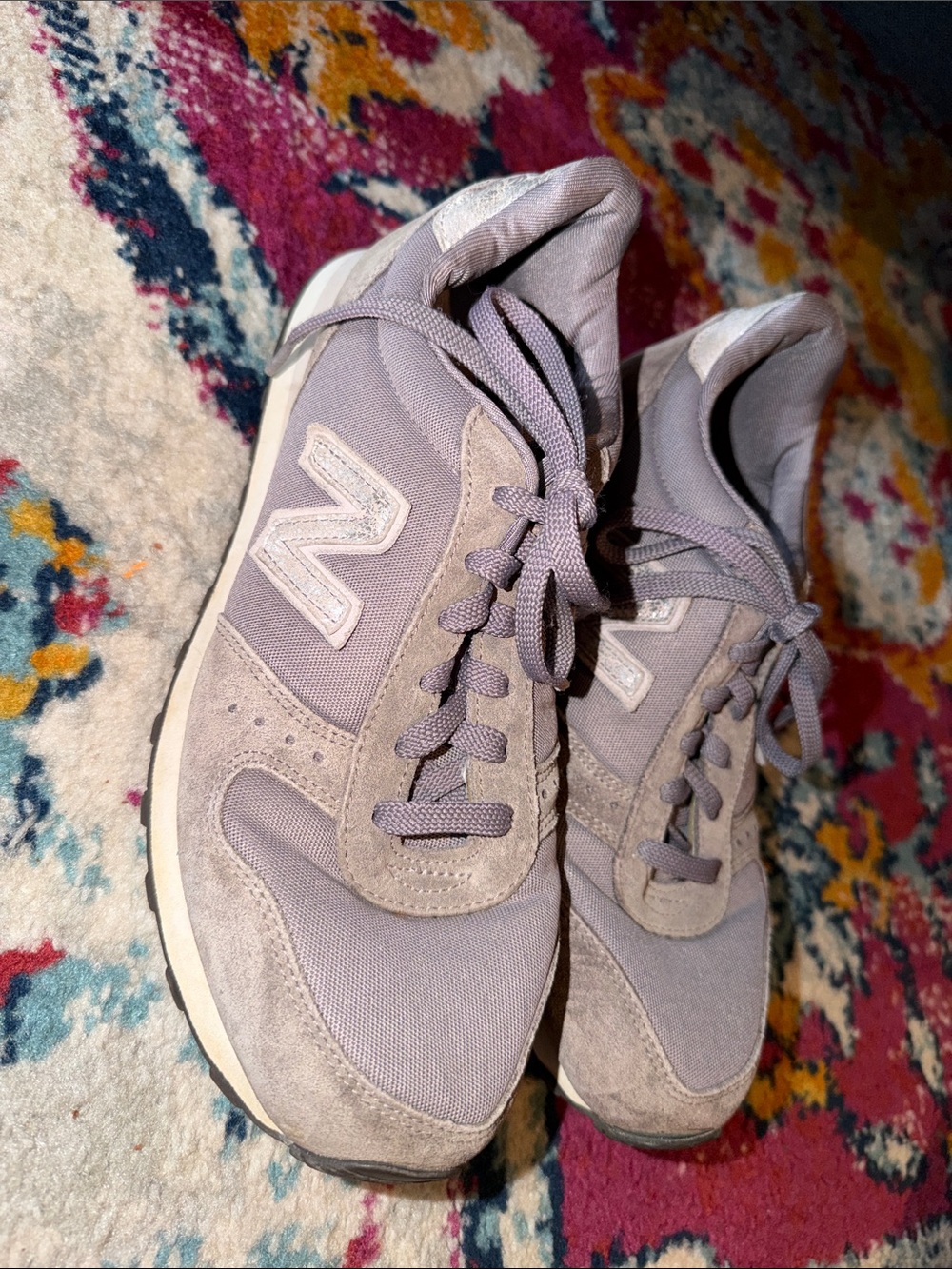 New Balance Lavender-Taupe Suede & Mesh Sneakers